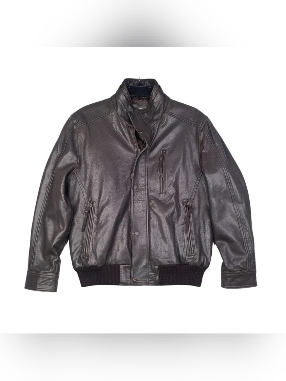Vintage Andrew Marc New York Mens XL Aviator Leather Motorcycle Jacket Brown XL